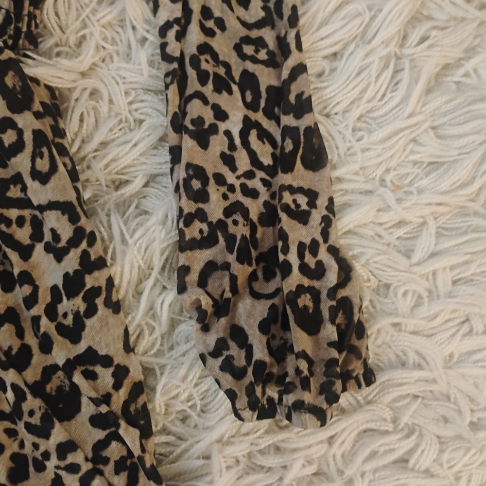 Madison & Hudson Long Sleeve Leopard Print Boho Stretch Lined Dress SZ XL - Picture 4 of 10